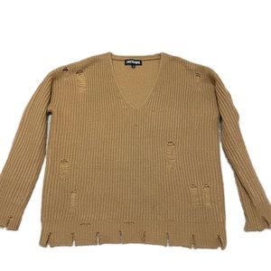 Sweet & Sinful distressed tan sweater L